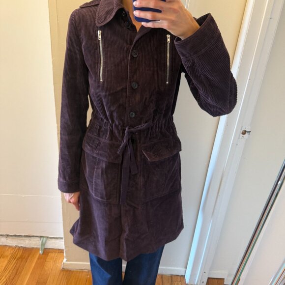 Miu Miu Purple Corduroy Trench Coat - Picture 3 of 10